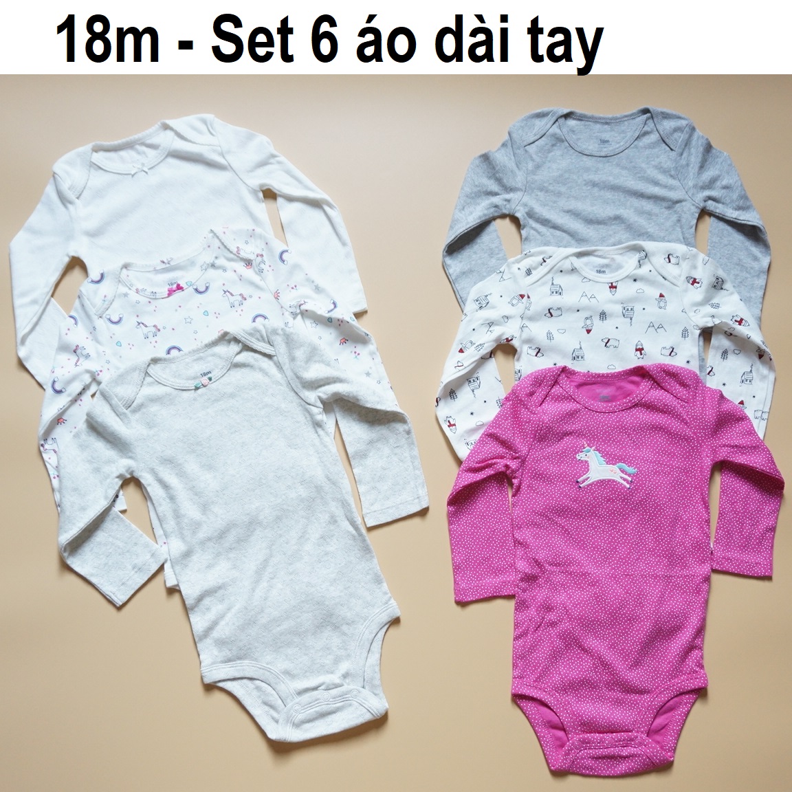 Body chip Carter bé gái ngắn tay dài tay xuất dư xịn / Body tam giác carter bé gai / Áo liền quần ca