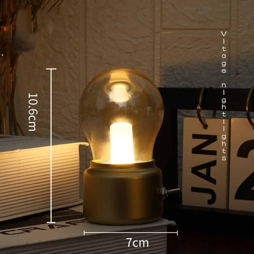 Retro Bulb Table Lamp Usb Charging Bedroom Headboard Eye Protection Night Light Indoor Living Room Bar Warm Decorative Ambiance Lights