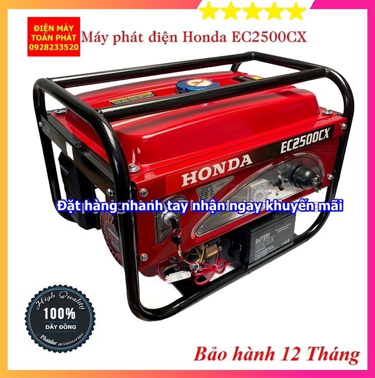 Máy phát điện Honda EC2500CX - Máy Phát Điện Honda 2.5Kw - Chạy Xăng Giật Tay