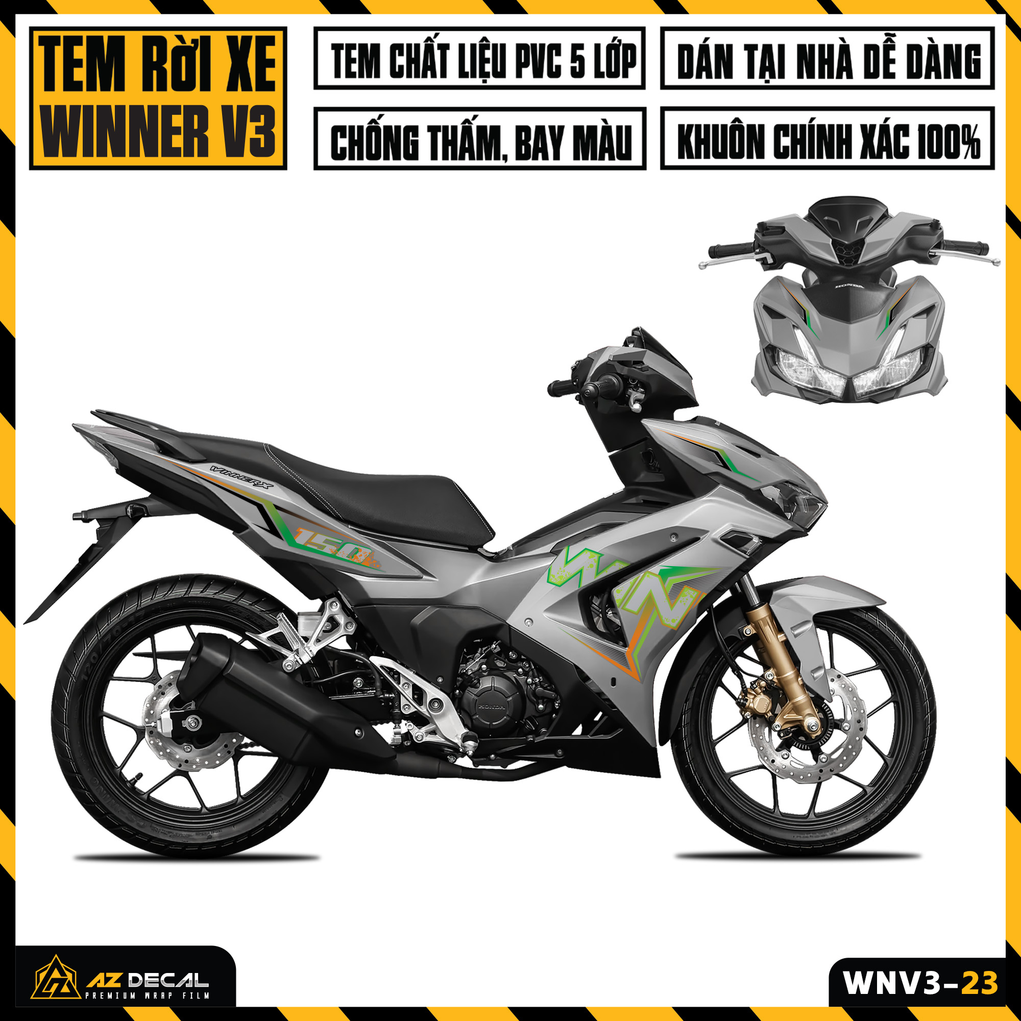 Tem Xe Winner V3 | WNV3-23 | Team Decal Hình Dán Winner X 150 2022 Đen Đỏ Trắng Chống Nước Bền Màu -
