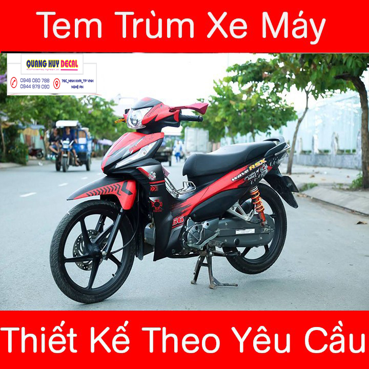 Tem trùm xe wave rsx đỏ đen - Độ dán team trùm decal xe máy wave rsx đỏ đen - Team trùm decal xe máy