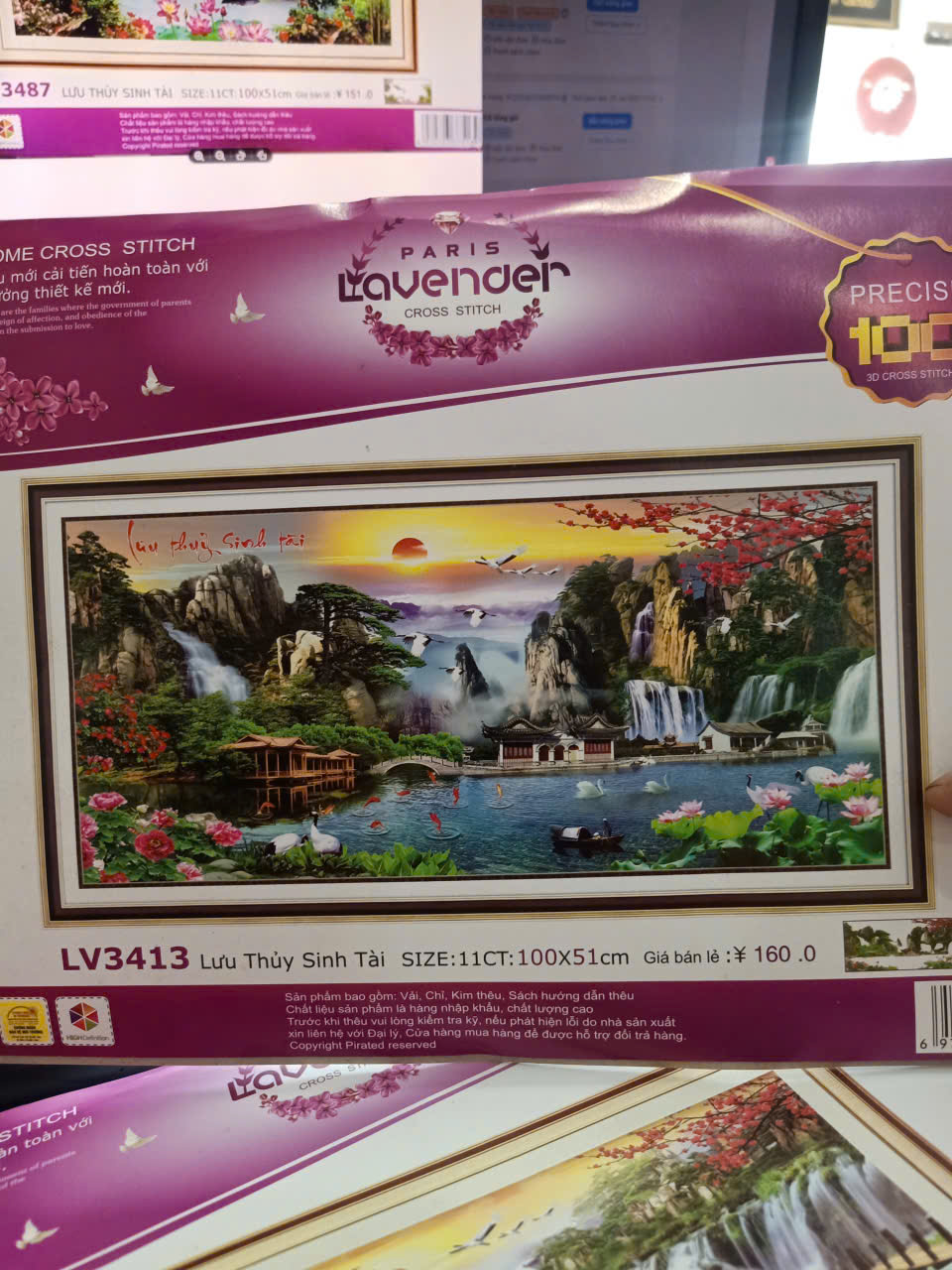 Tranh thêu chữ thập cao cấp phong cảnh Sơn thủy hữu tình LV3386 ( 100x51cm)