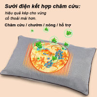 Gối Sưởi Điện Ngải Cứu Cao Cấp 52x32cm Cổ Vai Gáy – Gối Chườm Nóng Thảo Dược Hẹn Giờ Vỏ Tháo Giặt