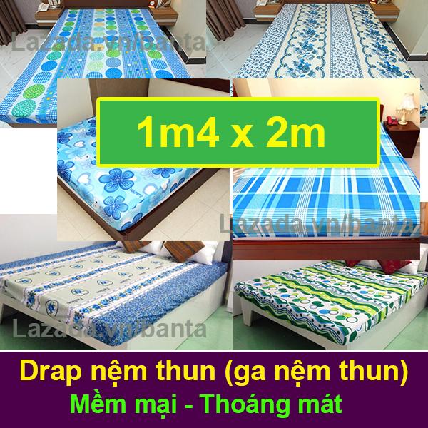 Ga nệm thun lạnh (drap nệm thun ra bao nệm thun lạnh) 1m4 x 2m VN1M4 (Giao màu ngẫu nhiên)