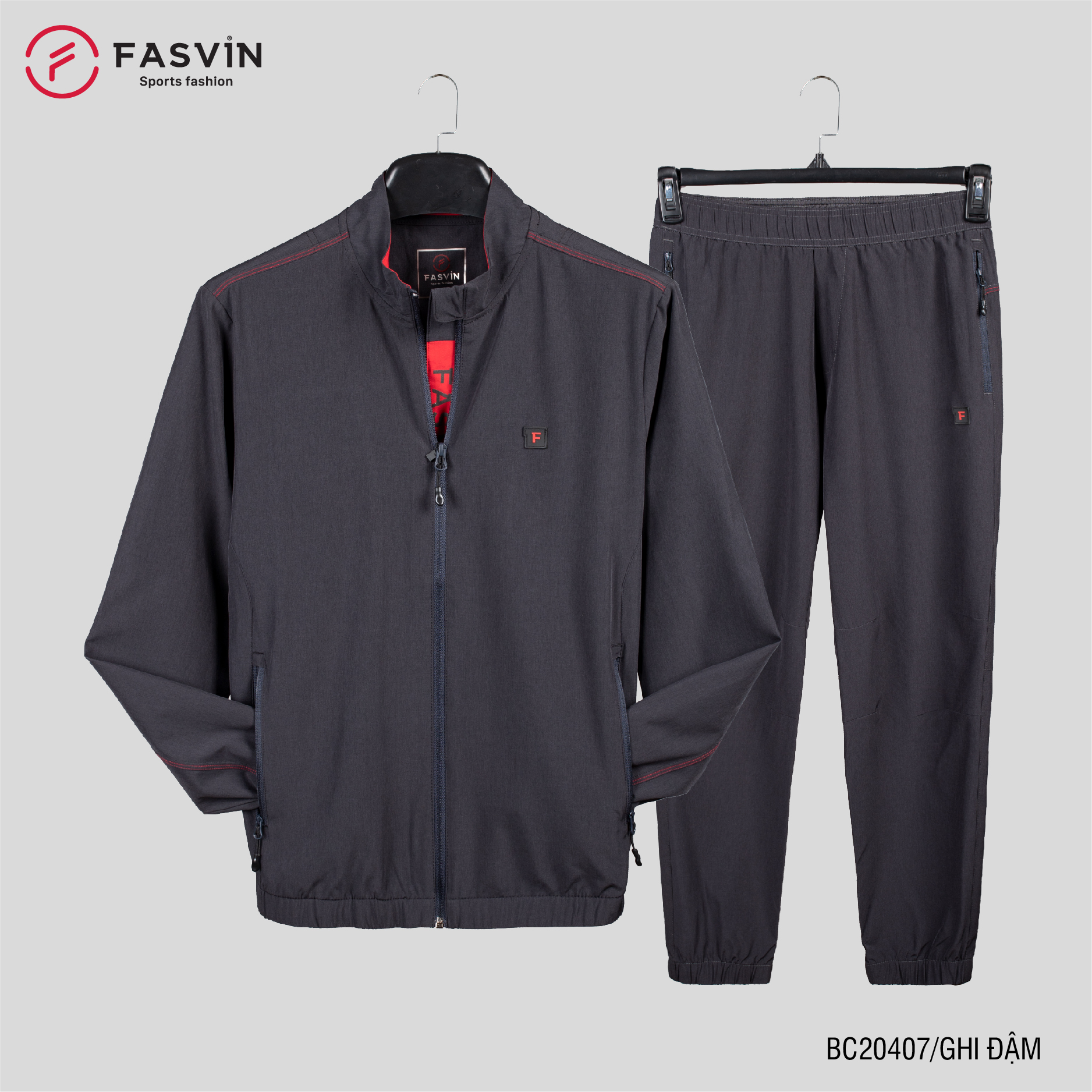 Bộ quần áo thể thao nam Fasvin BC20407.HN vải gió chun 01 lớp mềm nhẹ co dãn