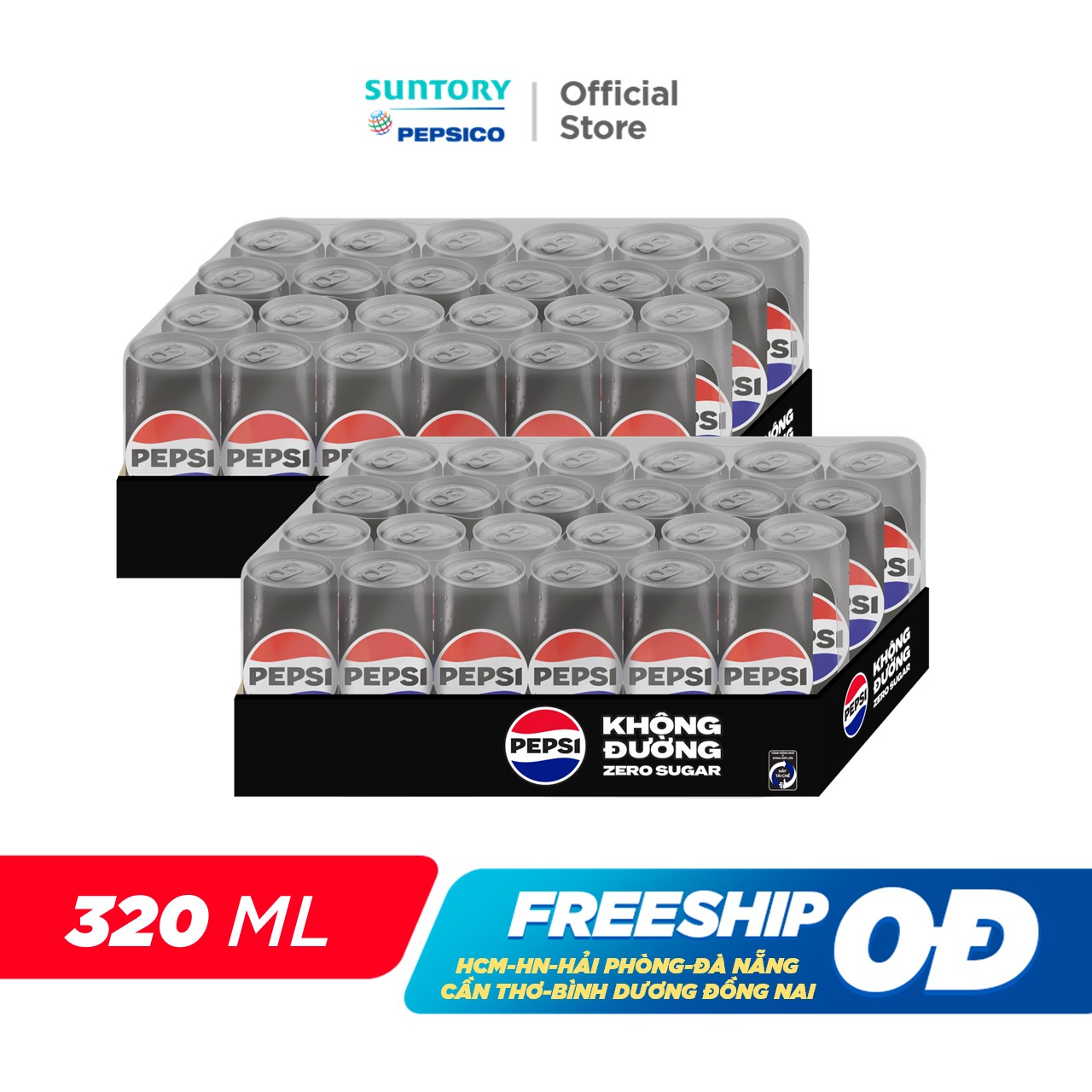 Combo 2 Thùng 24 Lon Pepsi Không Calo (320ml/lon)