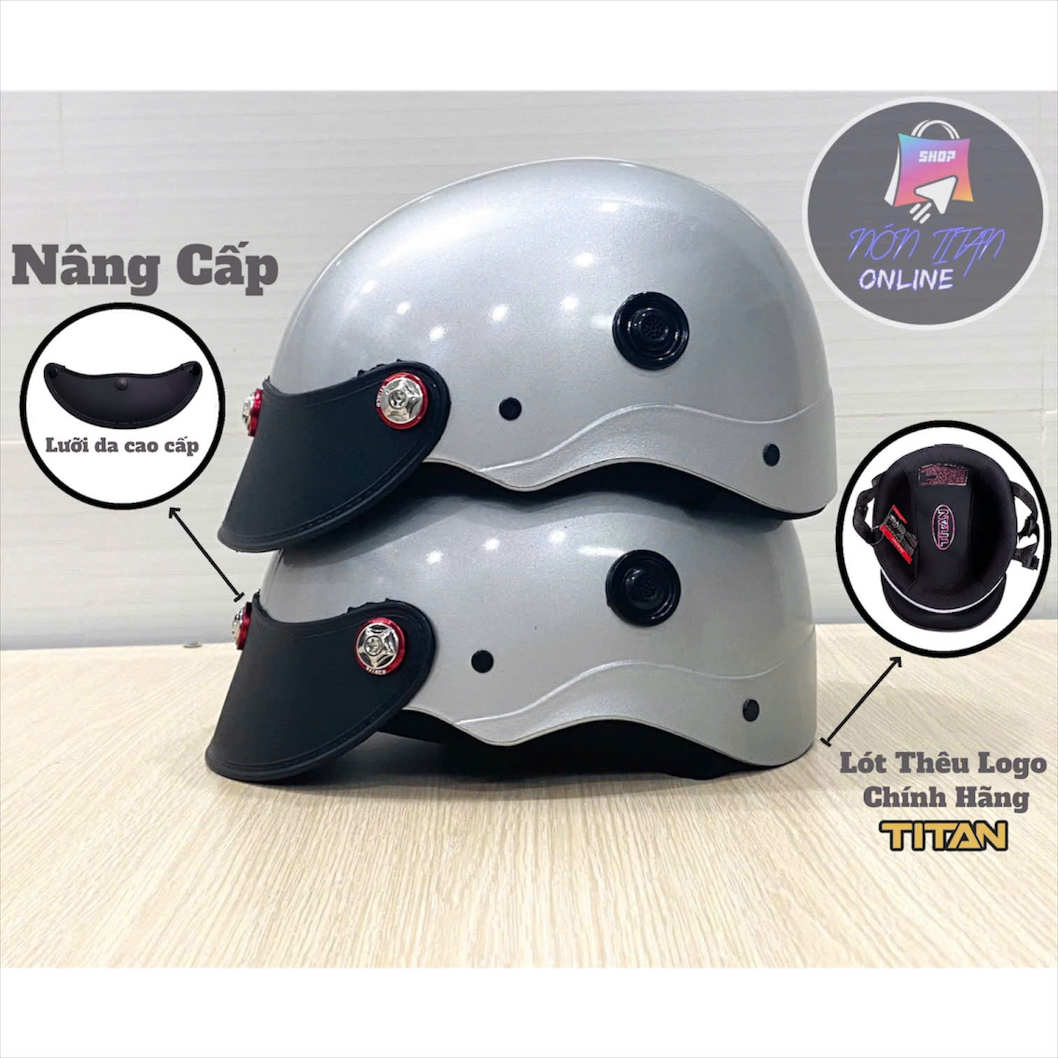 [TẶNG TEM BIKER] Nón Bảo Hiểm CHÍNH HÃNG TITAN HELMET - Sơn Nhiều Màu - Phủ NaNo - Gắn 3 ốc Salaya S