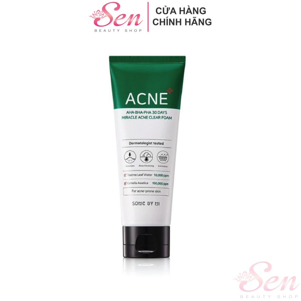 [HCM]Sữa Rửa Mặt Giảm Mụn Some By Mi AHA-BHA-PHA 30 Days Miracel Acne Clear Foam 100ml