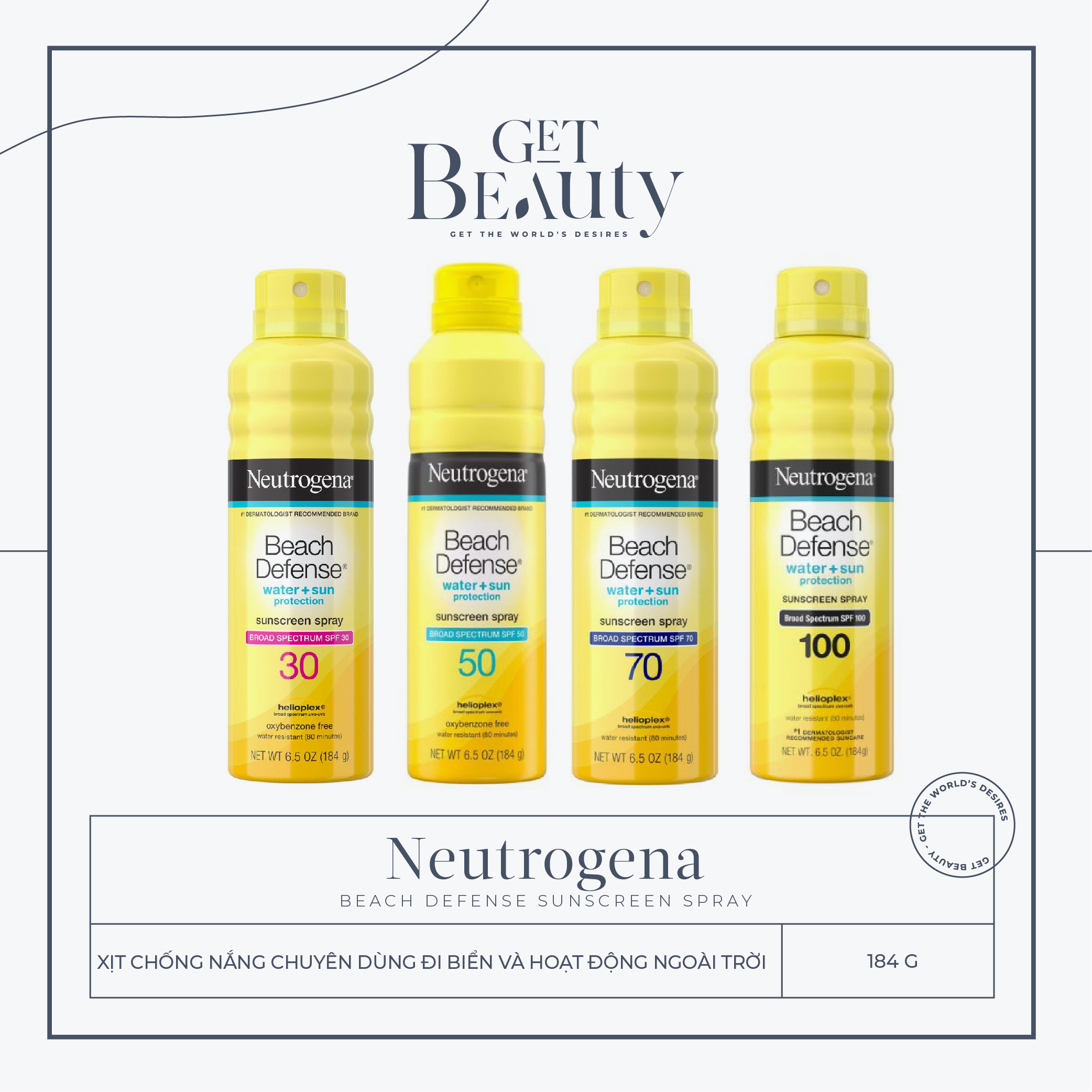 XỊT | KEM CHỐNG NẮNG ĐI BIỂN NEUTROGENA BEACH DEFENSE SUNSCREEN SPRAY SPF 100 | SPF 70