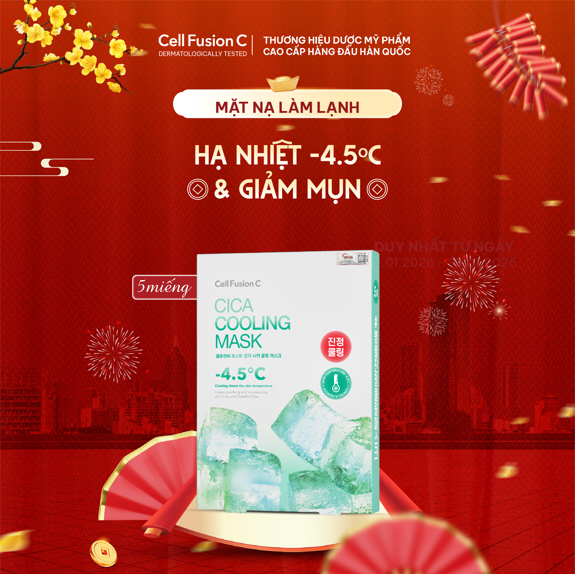 Mặt Nạ Dưỡng Da Hạ Nhiệt Ngăn Ngừa Kích Ứng Cell Fusion C Cica Cooling Mask