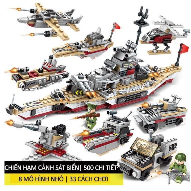 [2109 CHI TIẾT] BỘ ĐỒ CHƠI XẾP LEGO TÀU SÂN BAY  Chiến Hạm Tàu Chiến Khu Trục kèm lính hải quân DÀI 80CM