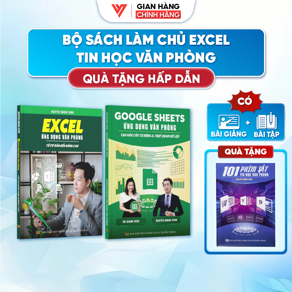 Combo 2 Cuốn Sách Excel Và Google Sheet ĐÀO TẠO TIN HỌC Chuyên Ứng Dụng Văn Phòng Kèm Video Bài Giản