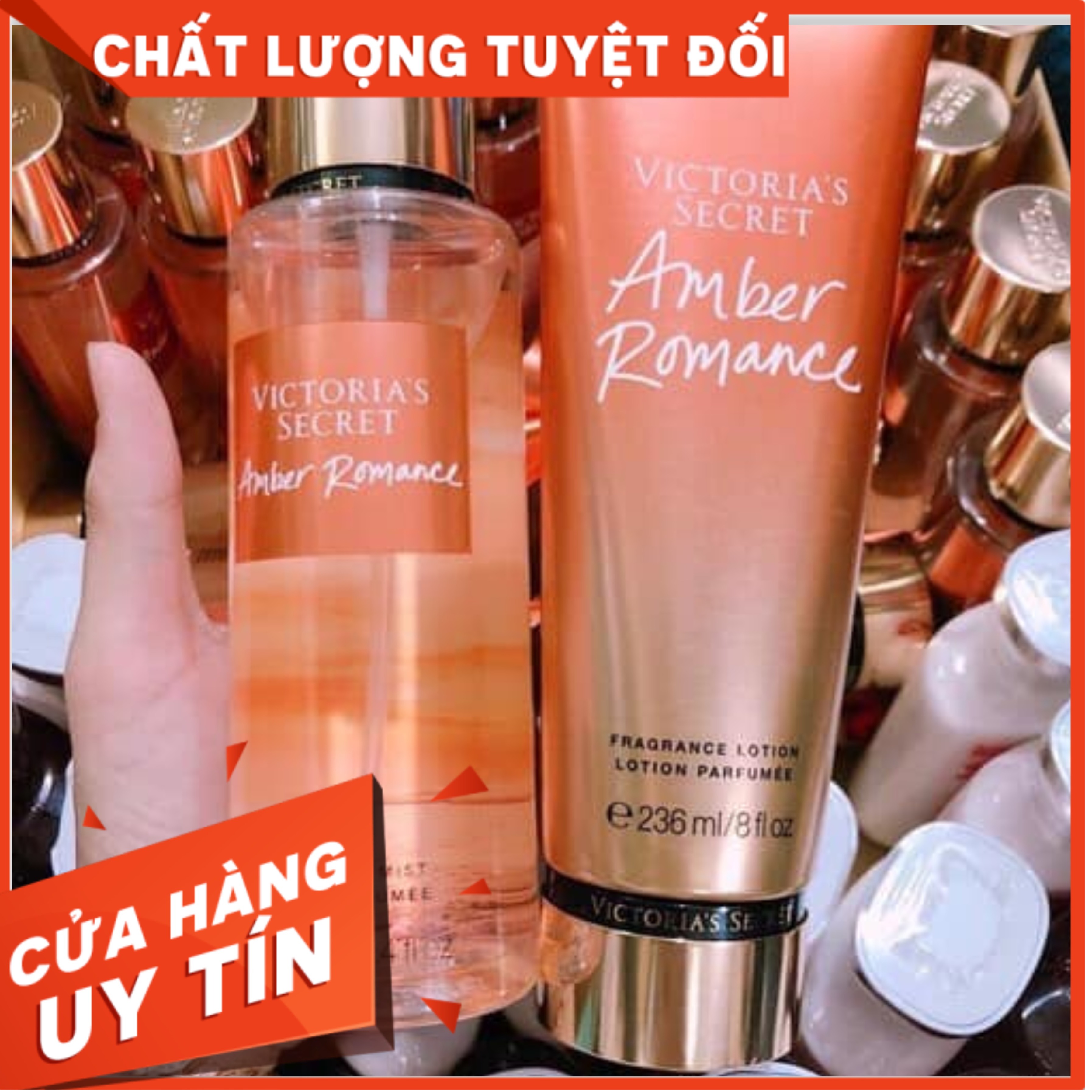 [Sản Phẩm Hot ] Combo Xịt Thơm Toàn Thân & Dưỡng Thể Victorias Secret Amber Romance - Mùi Hương Ngọt Ngào Quyến Rũ Iúp Loại Bỏ Độc Tố Tích Tụ Trên Da Triệt Để Cũng Như Bảo Vệ Các Sợi Collagen Dưới Da Giúp Da Căng Mịn Hơn.