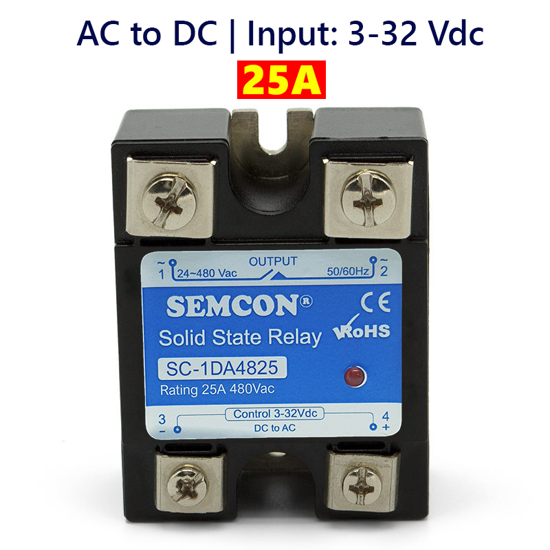 Relay bán dẫn - SSR 1 pha DC to AC input: 3-32Vdc output: 24-280Vac dòng 40A 60A 80A 100A 120A 150A 