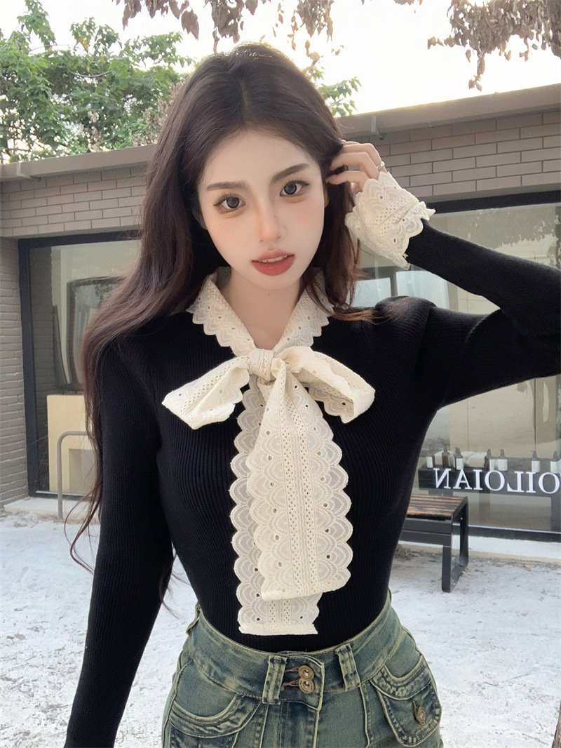 [Zestiva] áo thun tay dài áo thun ôm body nữ trơn basic Cổ Tròn Nơ