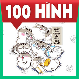 Combo100 sticker mèo Ami bụng bự dễ thương trang trí nón bảo hiểm xe máy hình dán chống thấm nước