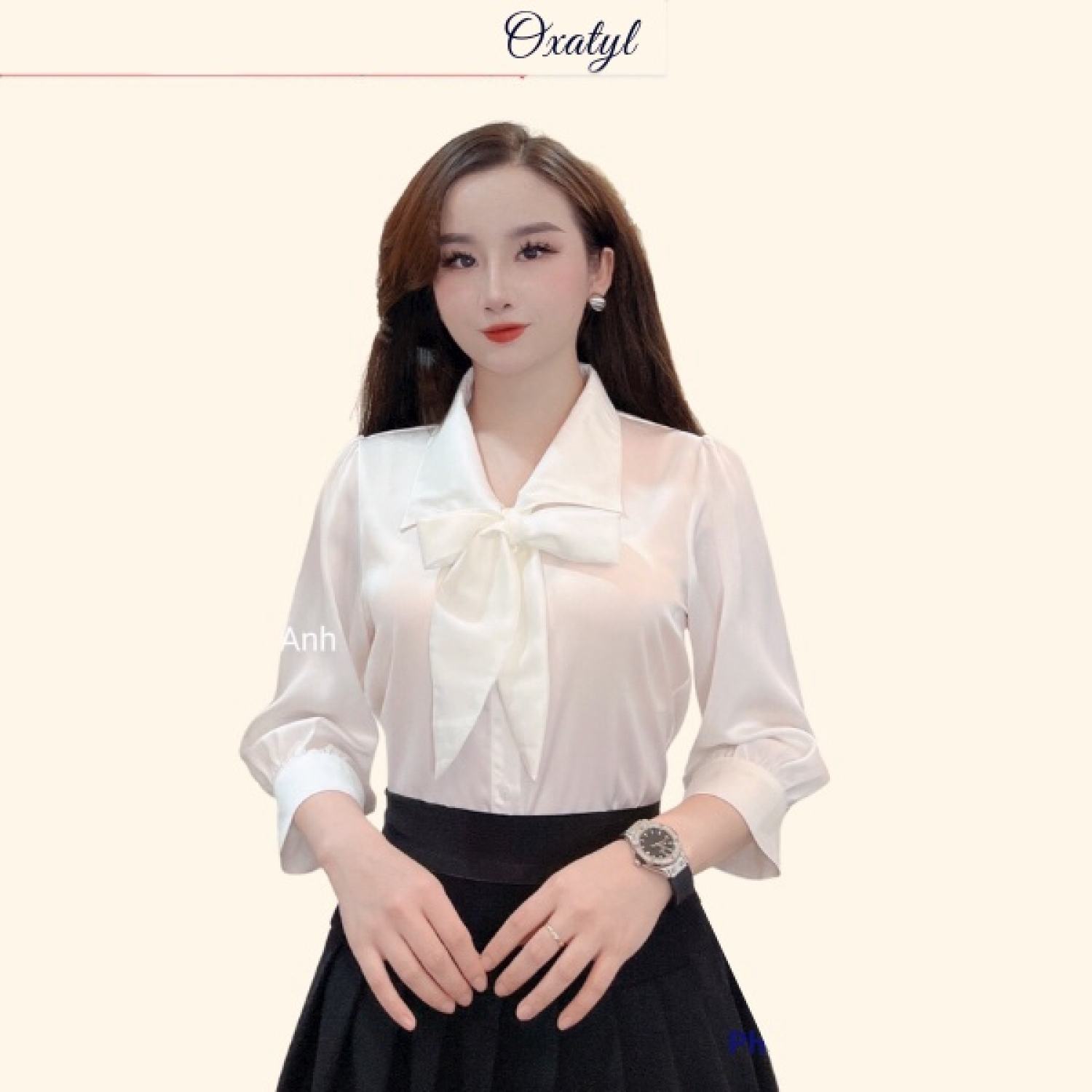 Áo sơ mi nữ cổ thắt nơ thời trang OXATYL ASM02N