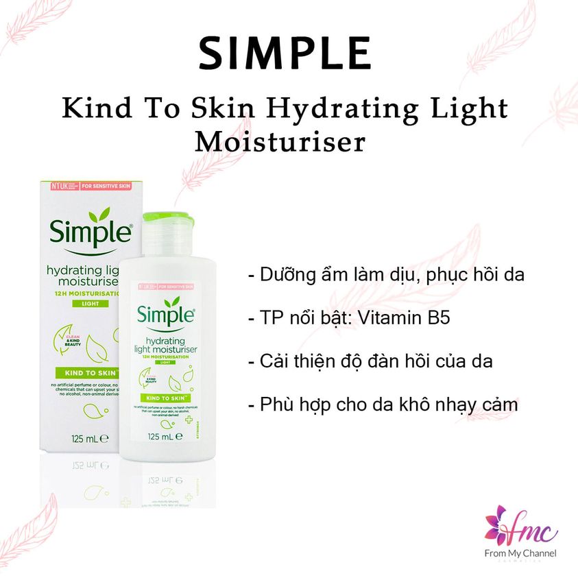 Kem Dưỡng Ẩm Simple Kind To Skin Hydrating Light Moisturiser Cho Da Dầu 125Ml