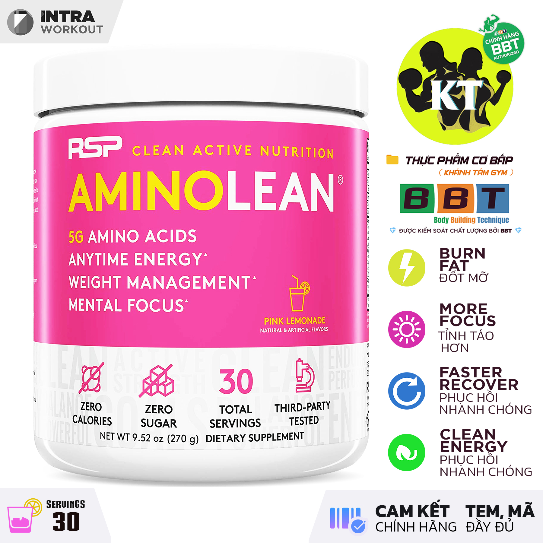 [Hcm]Rsp Amino Lean - 30 Serving - All - In - One Preworkout - Tăng Cơ Nạc Giảm Mỡ Thừa Phục Hồi Năng Lượng Dành Cho Cả Nam Và Nữ