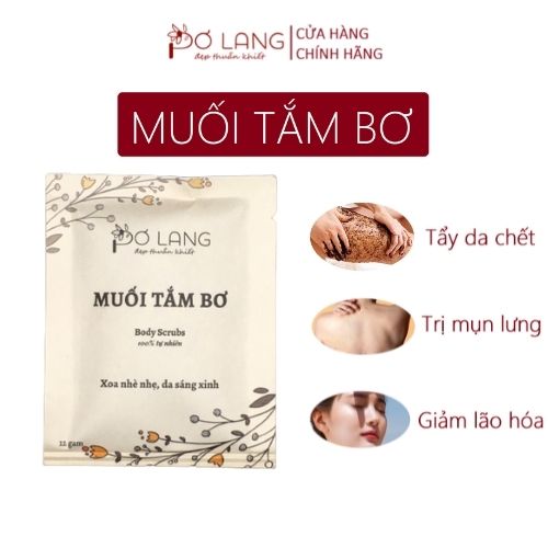 Muối Tắm Giảm Mụn Lưng Pơ Lang Túi 12 Gam (100% Thiên Nhiên Với Dưỡng Chất Bơ Tươi Và Cà Phê Robusta Honey Rang Mộc)