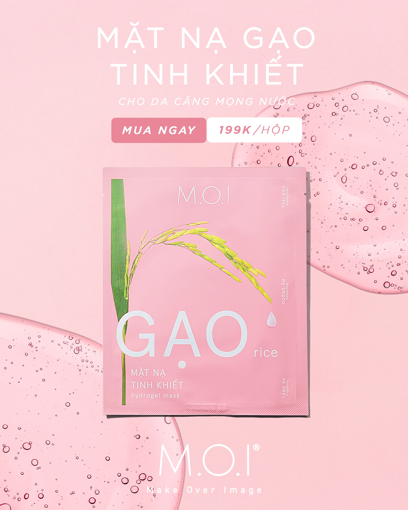 [Hcm]Mặt Nạ Gạo Tinh Khiết M.o.i Mặt Nạ Thạch Dưỡng Ẩm Sáng Da Thải Độc Chính Hãng Xuất Xứ Hàn Quốc