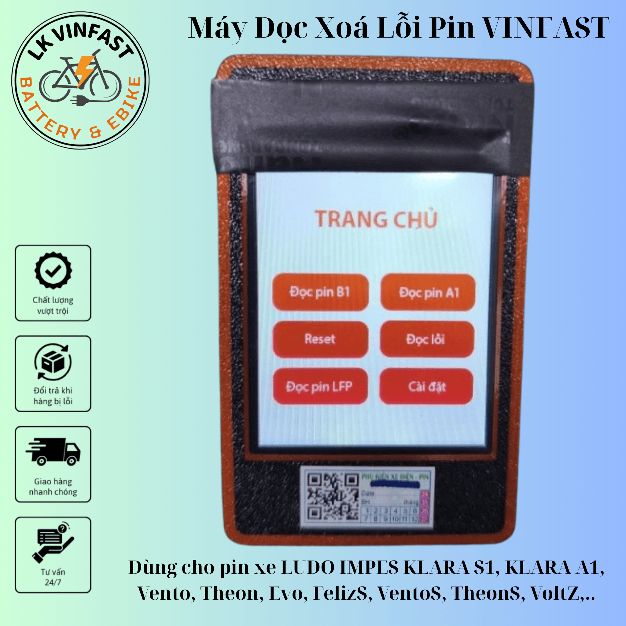 Máy Đọc Xoá Lỗi Pin VINFAST  LUDO IMPES KLARA S1 KLARA A1 Vento Theon Evo FelizS VentoS TheonS VoltZ