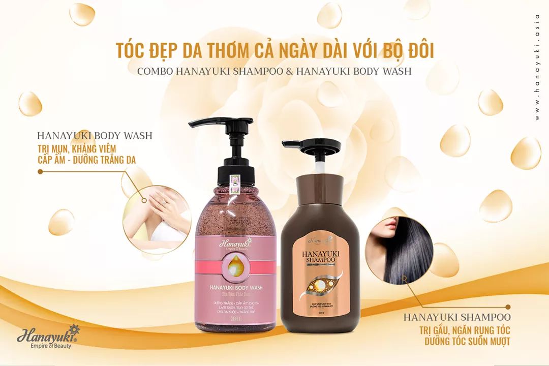 [Hcm](Chính Hãng Hanayuki - Date 2023)Combo Sữa Tắm Hanayuki Và Dầu Gội Hanayuki - Hanayuki Body Wash Vs Hana