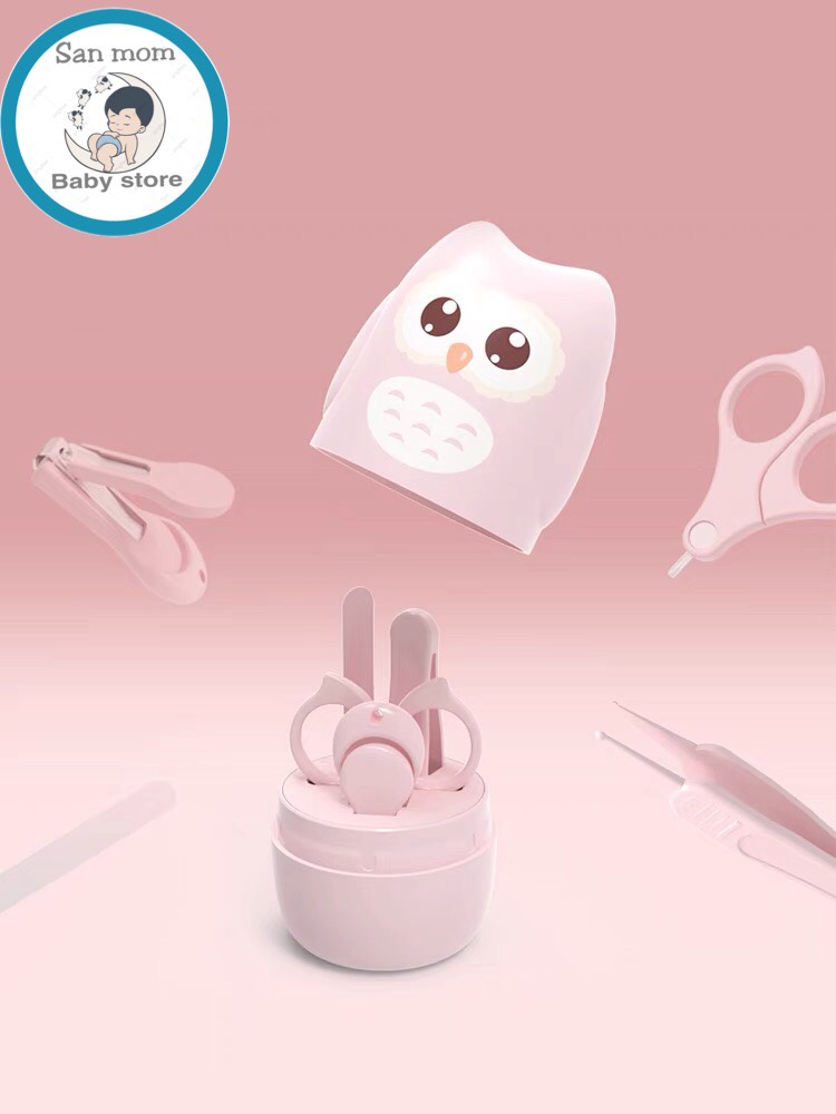 Cắt Móng Tay Cho Bé Sơ Sinh Bộ 4 Món Bấm Móng Tay Kéo Dũa Nhíp SIêu Dễ Thương Hình Trứng Cho Bé Yêu