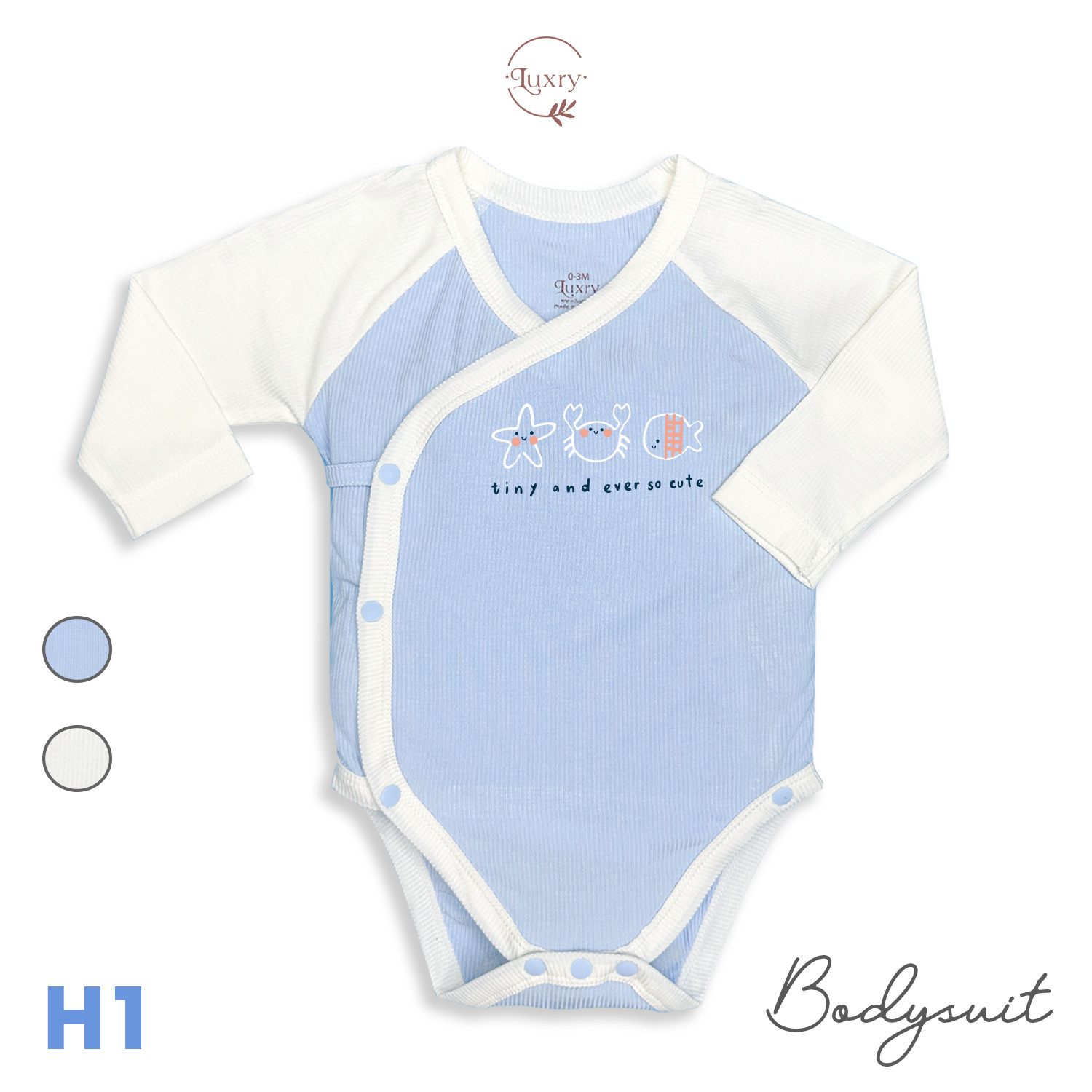 Bộ quần áo bodysuit dài tay cài lệch kiểu dáng kimono thương hiệu Luxry vừa vẹn cho bé yêu từ 0 đến