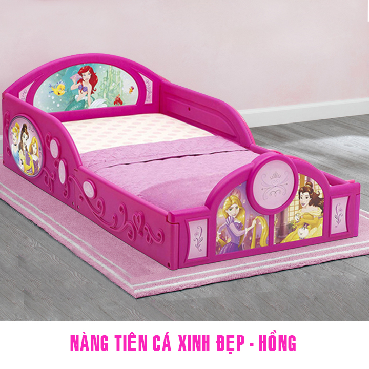 Giường ngủ cho bé trai bé gái tặng đệm bọt biển hình ô tô elsa mickey tiên cá Giường ngủ trẻ em từ 2