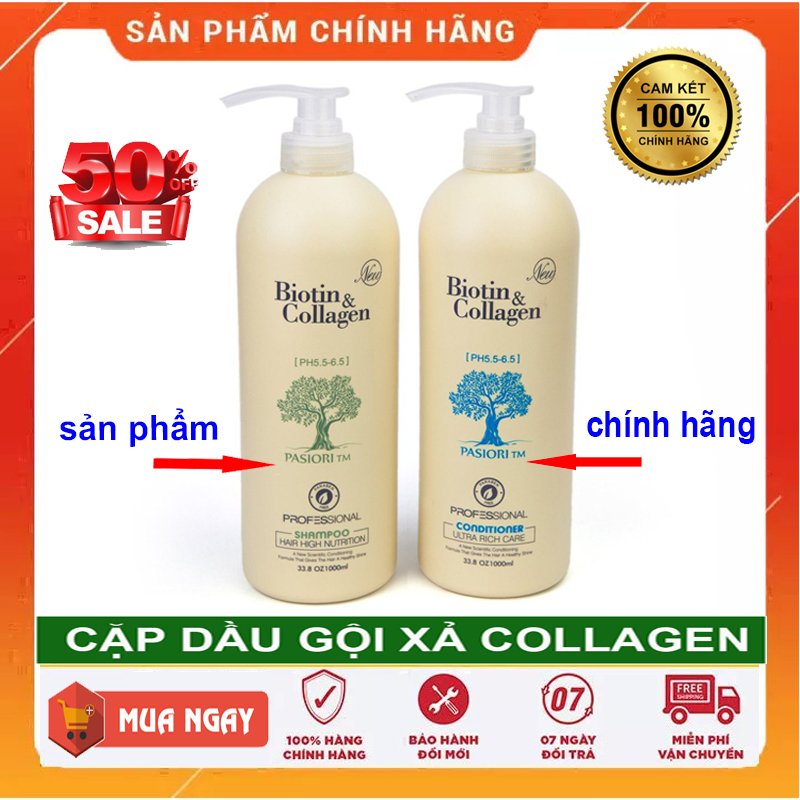 [Free Ship] Cặp Dầu Gội Xả Biotin Collagen (Dung Tích Mỗi Chai 1000 Ml) Giảm Rụng Tóc Phục Hồi Tóc Khô Xơ Hư Tổn | Hàng Chính Hãng | Loại 1000Ml