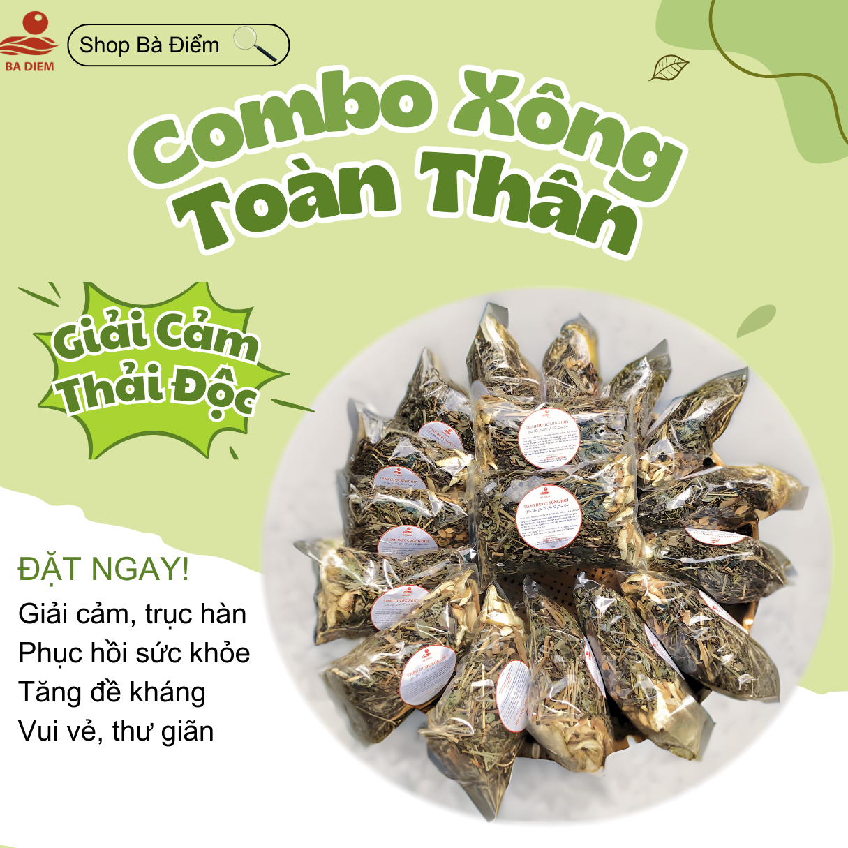 10 Gói Lá Xông Lá Xông Giải Cảm Diệt Khuẩn Hô Hấp Thảo dược xông hơi gói xông hơi toàn thân xông mặ