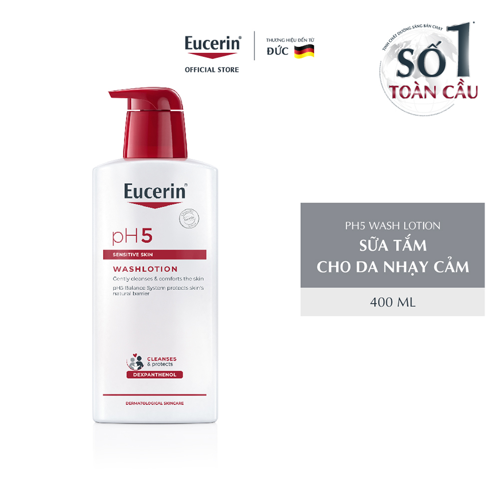 Sữa Tắm & Rửa Mặt Cho Da Nhạy Cảm Eucerin pH5 Sensitive Skin Washlotion 400ml