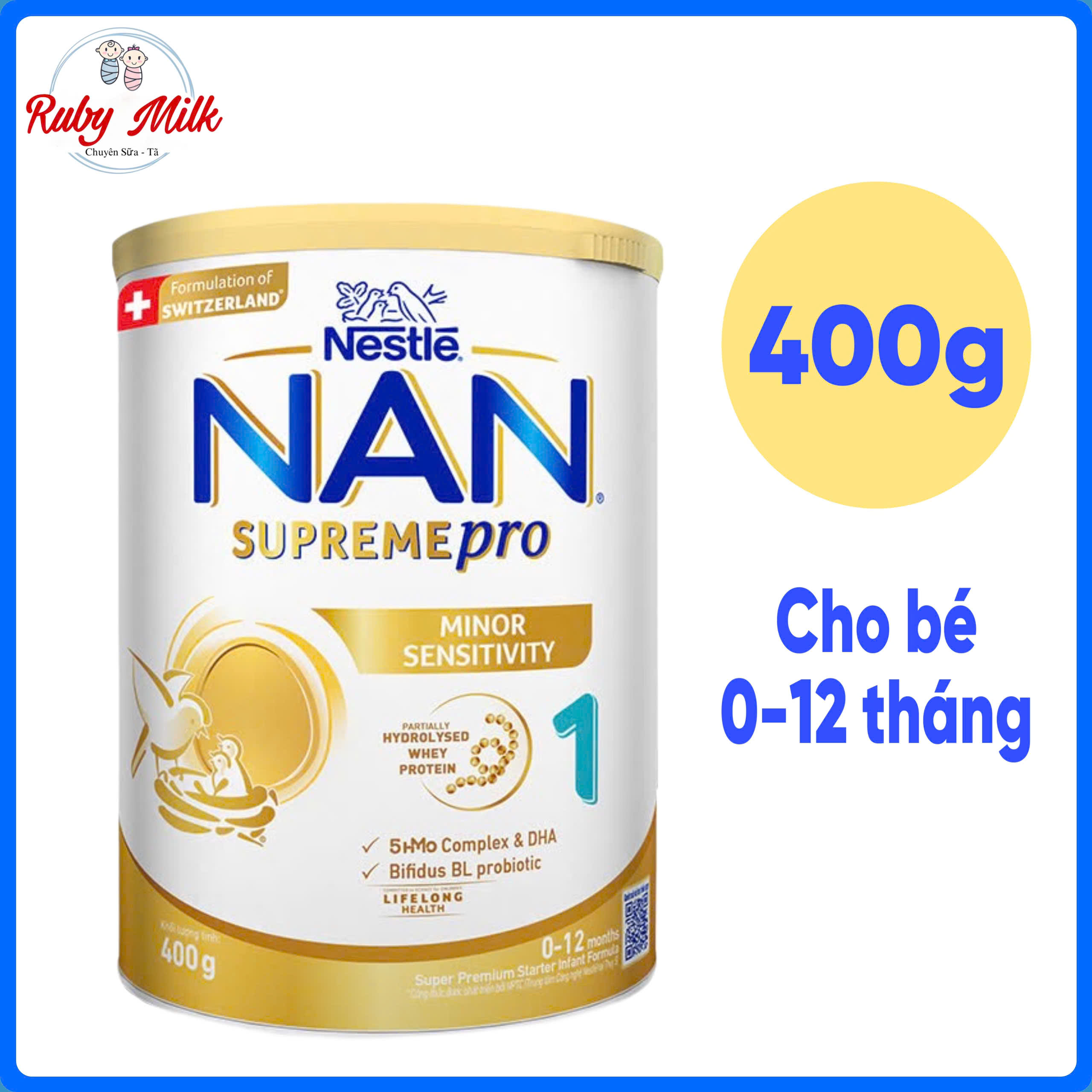 Sữa NAN SUPREME PRO số 1 Lon 400g - Cho bé 0 - 12 Tháng