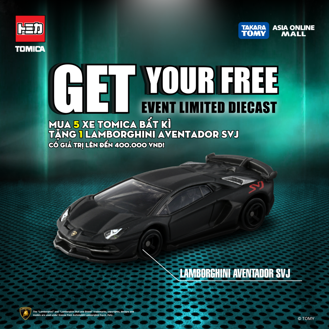 [QUÀ TẶNG ĐƠN 500K] Xe Tomica Lamborghini Aventador SVJ 2023