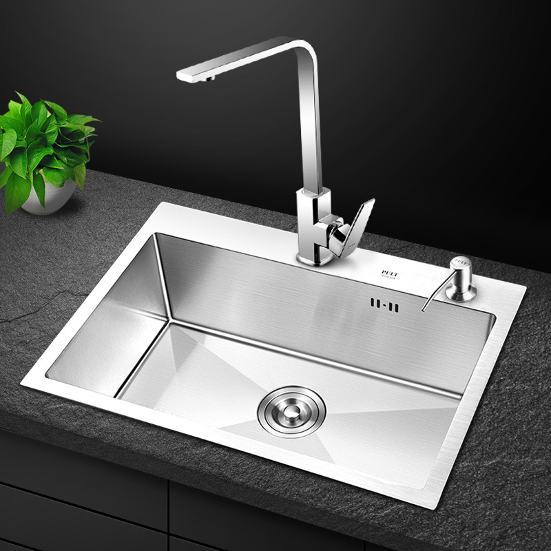 Chậu rửa bát 1 hố 60x45 inox 304 bồn rửa chén bát inox 304 phủ nano đen chống xước chống bám bẩn.