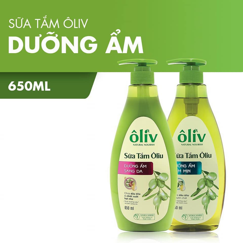 [Hcm]Sữa Tắm Dưỡng Ẩm Trắng Da Chiết Xuất Oliu Natural Nourish 650Ml