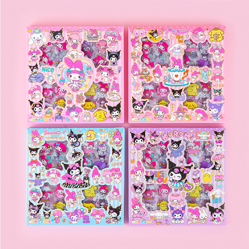 HC0021 HỘP 100 TẤM STICKER CAPYBARA SANRIO NHIỀU HÌNH DÁN NGỘ NGHĨNH