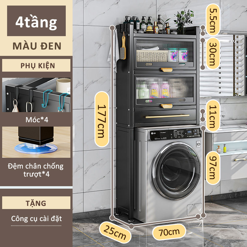 Gslife Kệ Để Đồ Nhà Tắm-Kệ Bồn Cầu Đa NăngKệ Máy Giặt2&3 Tầng Thép Cacbon Có Tủ&Ngăn Kéo