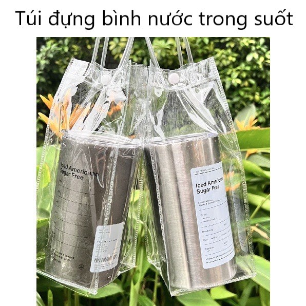 Túi nhựa đựng ly giữ nhiệt trong suốt có quai xách tiện lợi