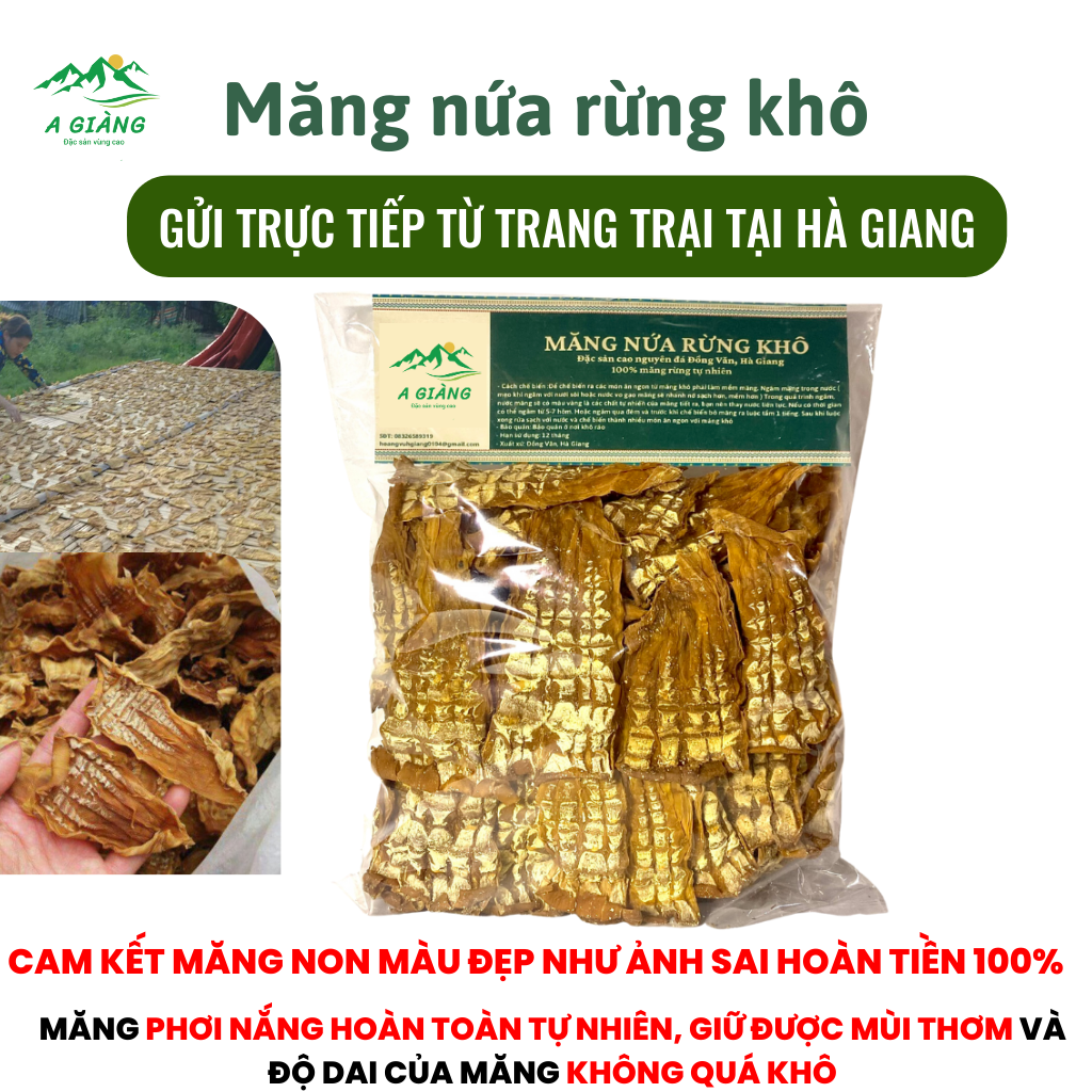 Măng nứa khô Tây Bắc lói 500gr- măng khô Tây Bắc loại 1 - Măng nứa non khô Hà Giang cam kết măng rừn