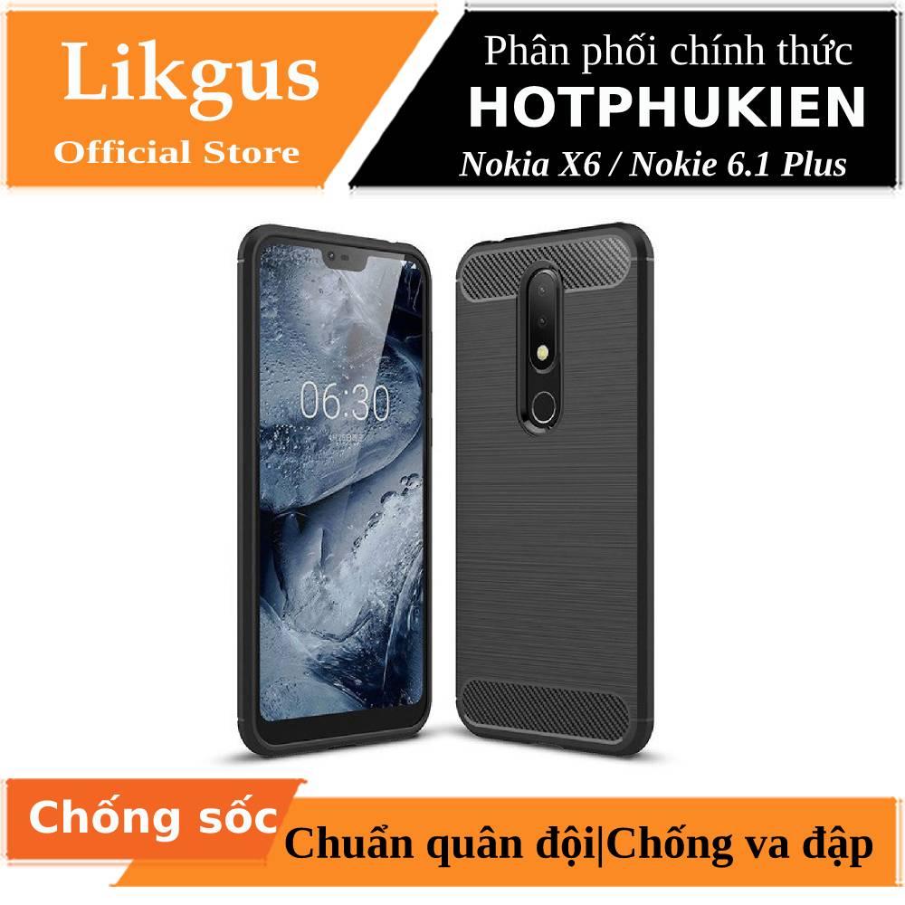 [HCM]Ốp lưng chống sốc Nokia 6.1 Plus / Nokia X6 Hiệu Likgus vân kim loại  (chống va đập chống vân t