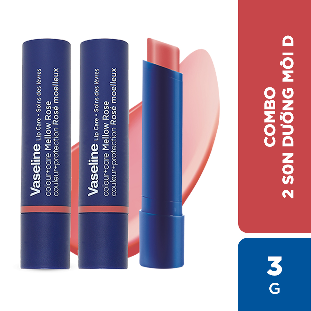 Combo 2 Son dưỡng môi Vaseline Colour+Care Mellow Rose 3g