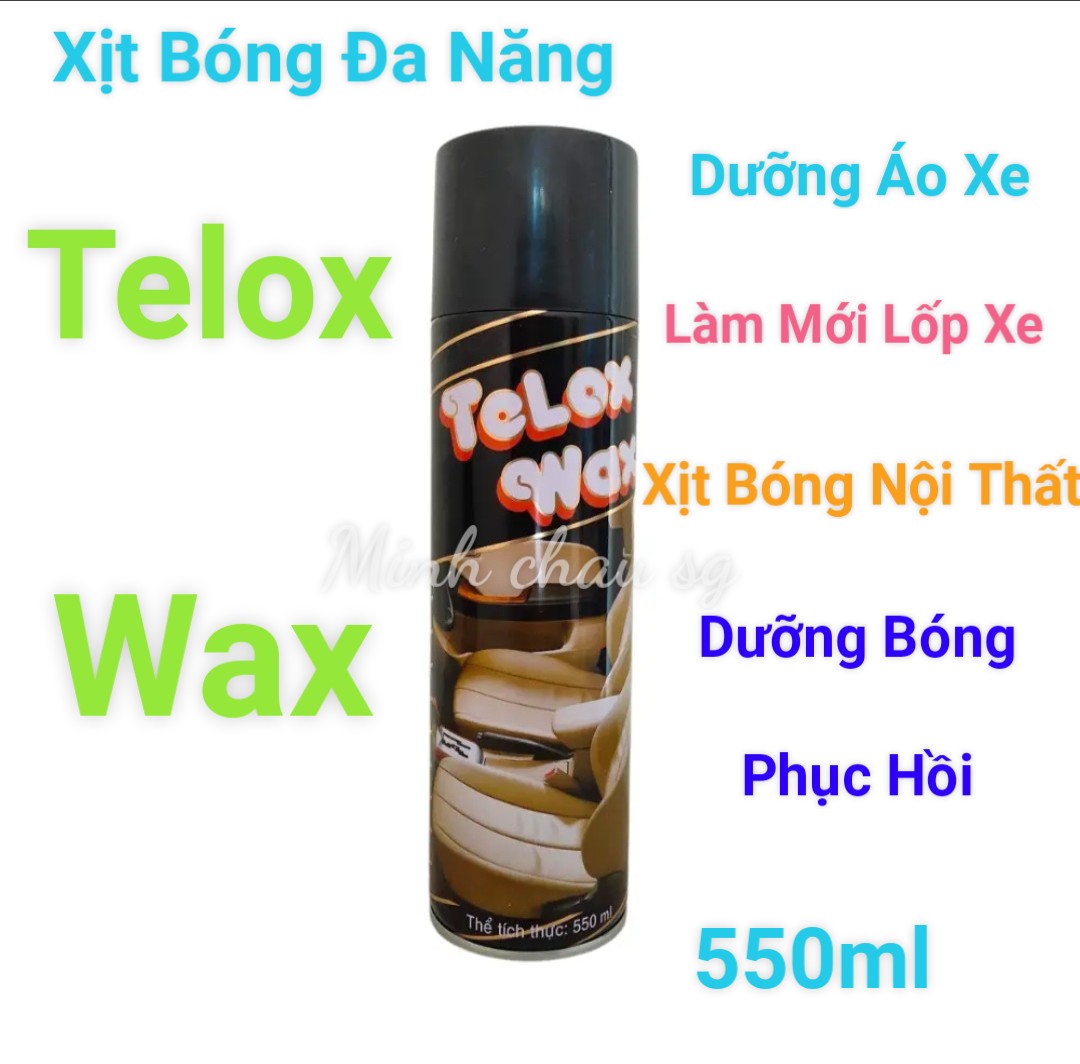 Chai Xịt Bóng Da Nội Thất Ô Tô Telox Wax/Dưỡng Nhựa Nhám Xe Máy Chống UV 550ml