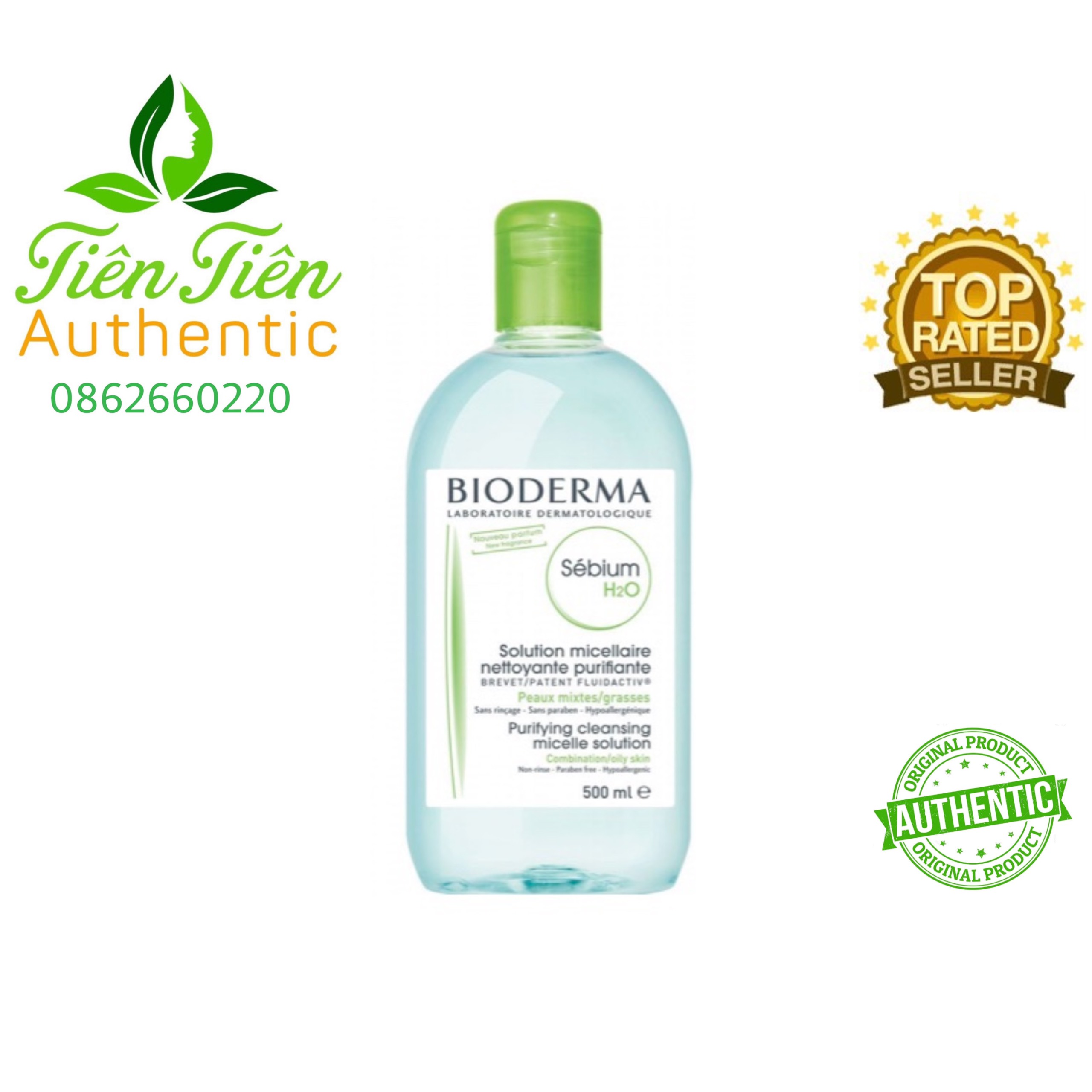 Bioderma - Nước Tẩy Trang Màu Xanh 500Ml