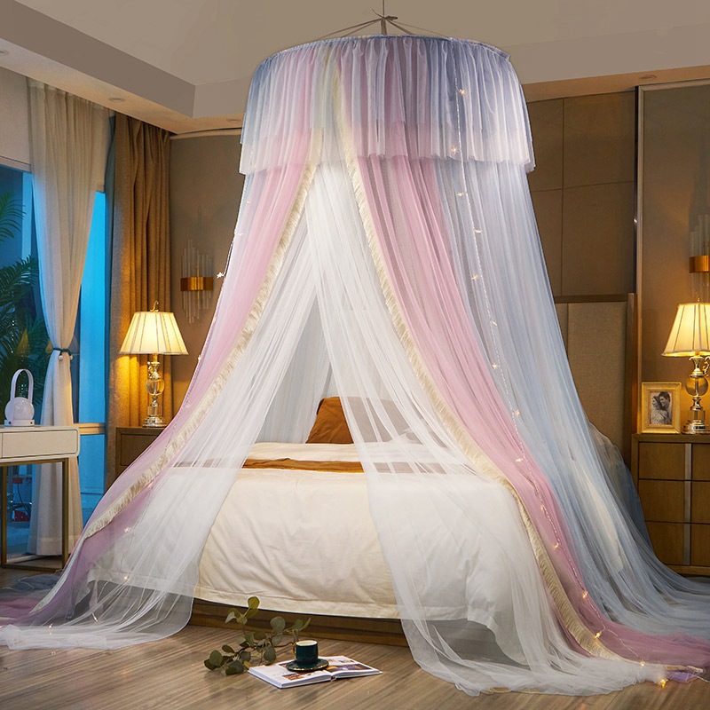 Mùng ngủ công chúa màn khung tròn treo trần không khoan tường màn khung giường ngủ xếp gọn màn cho bé gái mùng khung kéo đám cưới trang trí phòng tân hôn phong cách hoàng gia châu Âu siêu đẹp cao cấp mosquito net chống muỗi ZOHOME N2 N3