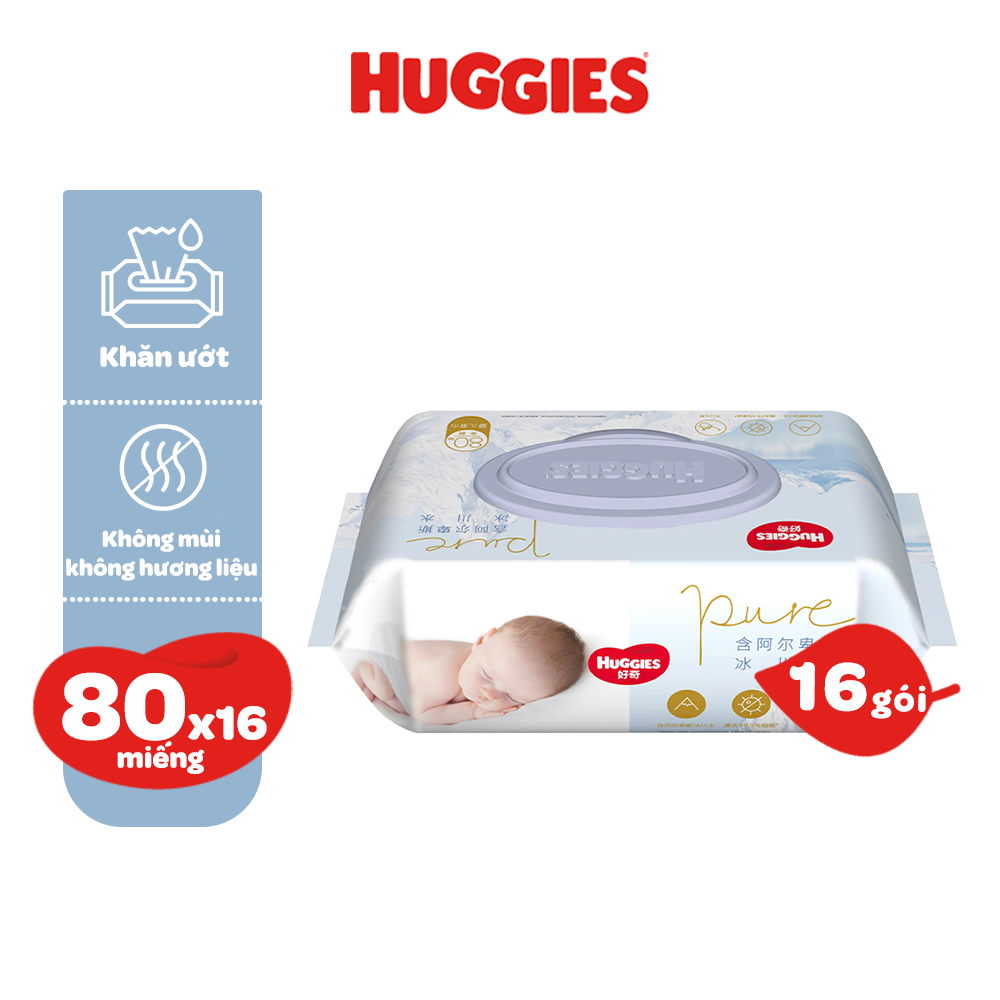 Thùng 8/16 gói Khăn ướt Huggies Golden Wet Wipes 80 miếng