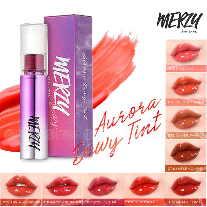 [HCM]Son Tint Bóng Siêu Lì Cho Đôi Môi Căng Mọng Merzy Aurora Dewy Tint 5.5g