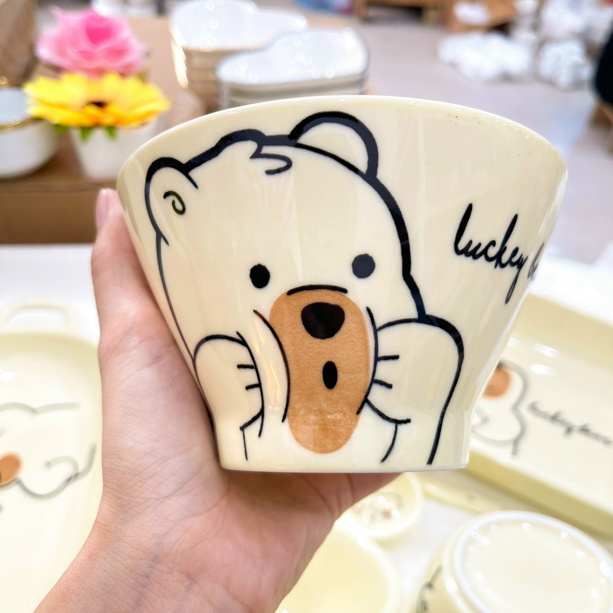 Bát Ăn Cơm Bát Chè Đĩa Sứ Chén Dĩa Sứ Dễ Thương Cute Decor Cao Cấp dáng nón xinh yêu Gấu Bắc Cực Xin