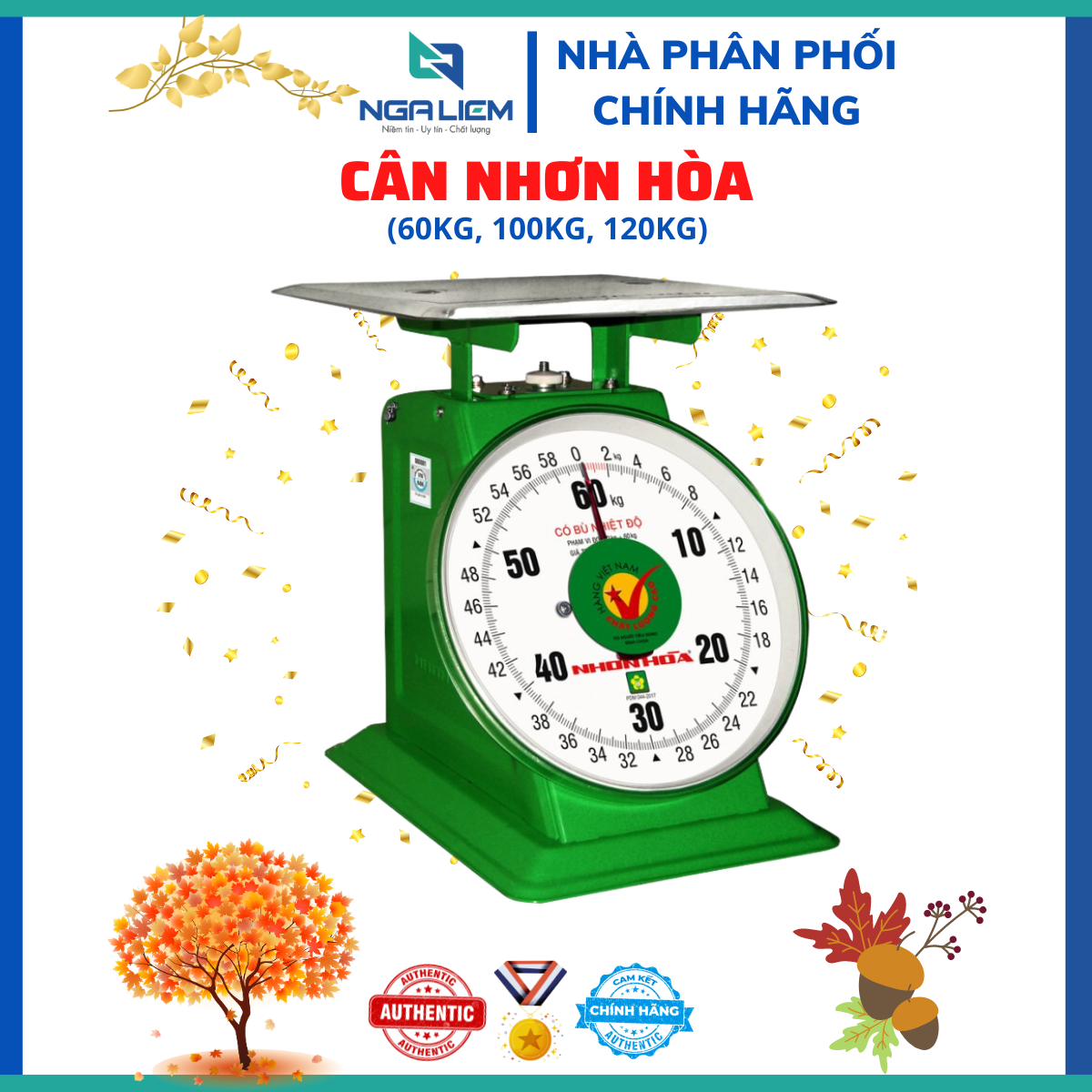 Cân đồng hồ Nhơn Hòa 60KG 100KG 120KG mặt số 10 11 [Hàng chính hãng/ Chất lượng cao]